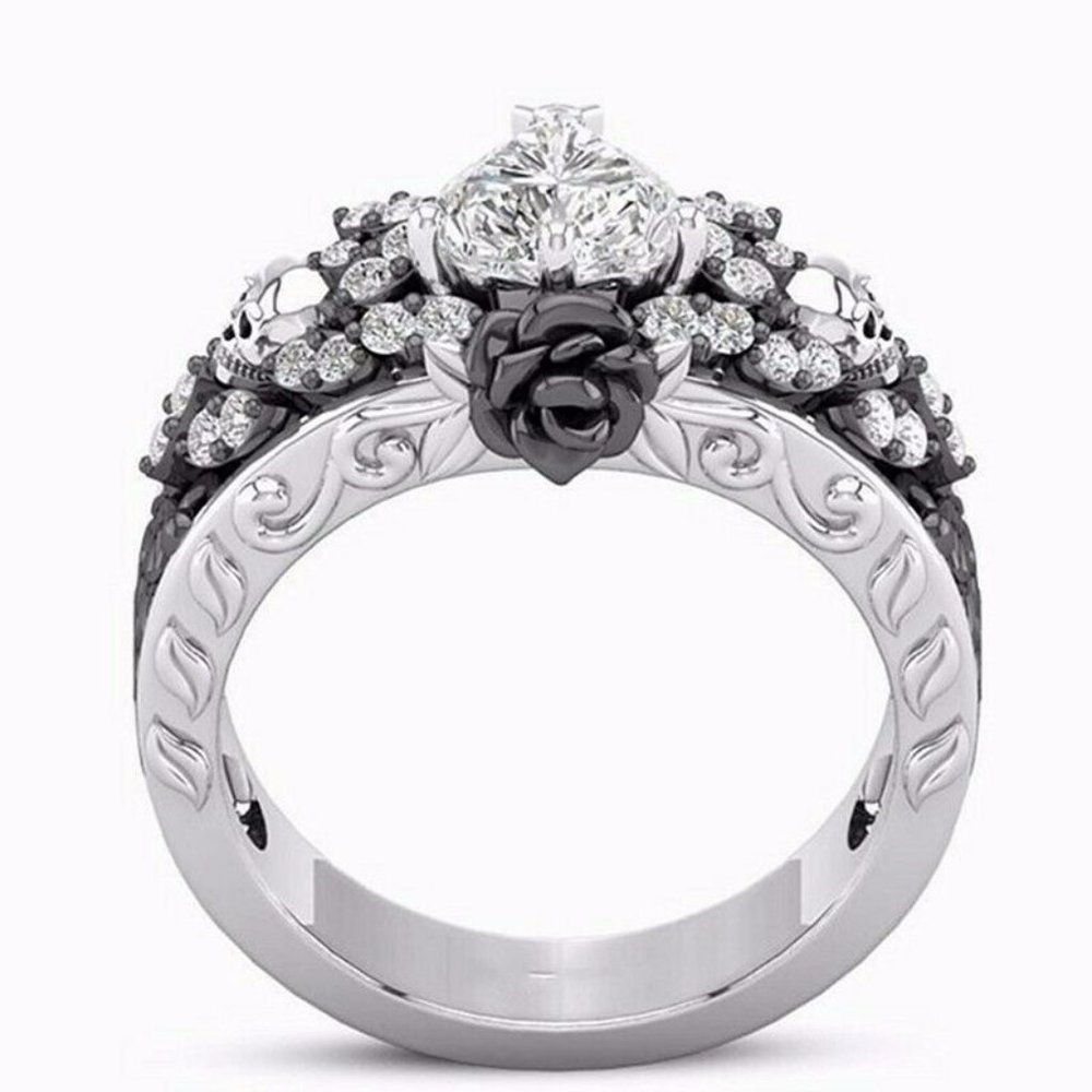 New Fashion  Heart 925 Silver  Sapphire Ring - Picture 2 of 5